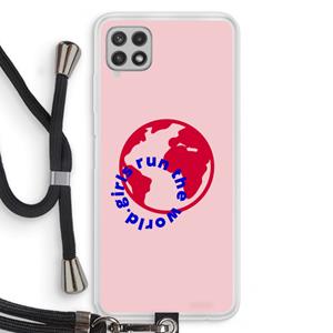 CaseCompany Run The World: Samsung Galaxy A22 4G Transparant Hoesje met koord