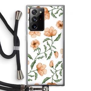CaseCompany Peachy flowers: Samsung Galaxy Note 20 Ultra / Note 20 Ultra 5G Transparant Hoesje met koord