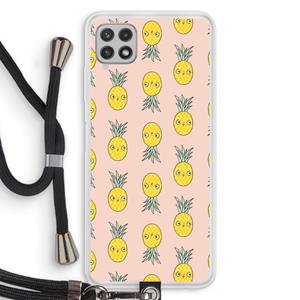 CaseCompany Ananas: Samsung Galaxy A22 4G Transparant Hoesje met koord
