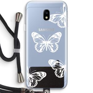 CaseCompany White butterfly: Samsung Galaxy J3 (2017) Transparant Hoesje met koord