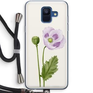 CaseCompany Purple poppy: Samsung Galaxy A6 (2018) Transparant Hoesje met koord