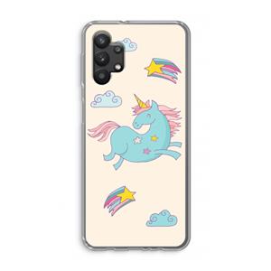 CaseCompany Vliegende eenhoorn: Samsung Galaxy A32 5G Transparant Hoesje