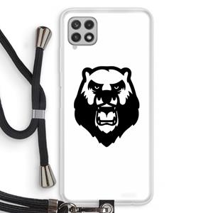 CaseCompany Angry Bear (white): Samsung Galaxy A22 4G Transparant Hoesje met koord