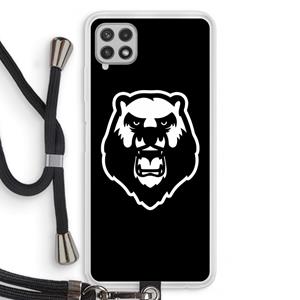 CaseCompany Angry Bear (black): Samsung Galaxy A22 4G Transparant Hoesje met koord