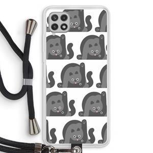 CaseCompany Cats: Samsung Galaxy A22 4G Transparant Hoesje met koord