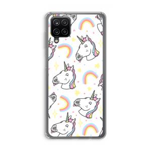 CaseCompany Rainbow Unicorn: Samsung Galaxy A12 Transparant Hoesje