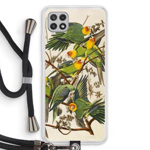 CaseCompany Carolinaparkiet: Samsung Galaxy A22 4G Transparant Hoesje met koord