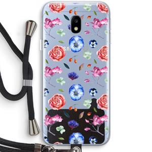 CaseCompany Bloemetjes: Samsung Galaxy J3 (2017) Transparant Hoesje met koord