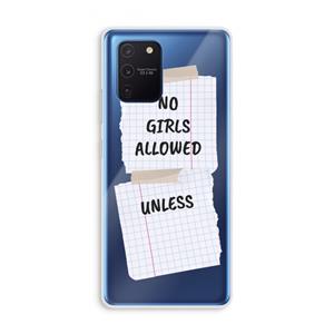 CaseCompany No Girls Allowed Unless: Samsung Galaxy Note 10 Lite Transparant Hoesje