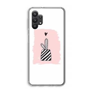 CaseCompany Zwart-wit cactus: Samsung Galaxy A32 5G Transparant Hoesje