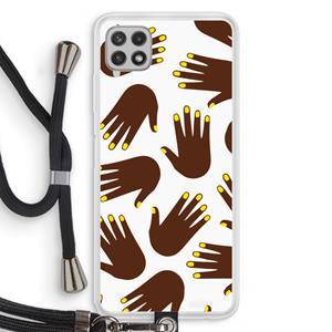 CaseCompany Hands dark: Samsung Galaxy A22 4G Transparant Hoesje met koord