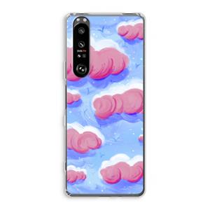 CaseCompany Roze wolken met vogels: Sony Xperia 1 III Transparant Hoesje