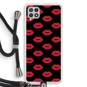 CaseCompany Lips: Samsung Galaxy A22 4G Transparant Hoesje met koord