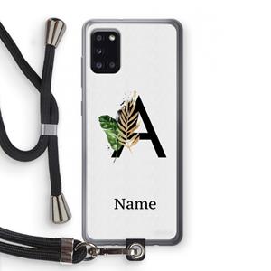 CaseCompany Charcoal Flora: Samsung Galaxy A31 Transparant Hoesje met koord