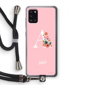 CaseCompany Pink Bouquet: Samsung Galaxy A31 Transparant Hoesje met koord