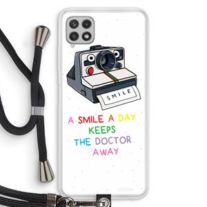CaseCompany Smile: Samsung Galaxy A22 4G Transparant Hoesje met koord
