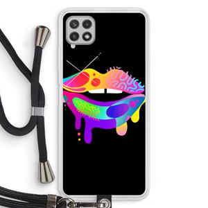 CaseCompany Lip Palette: Samsung Galaxy A22 4G Transparant Hoesje met koord