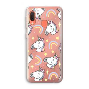 CaseCompany Rainbow Unicorn: Samsung Galaxy A20e Transparant Hoesje