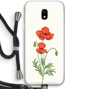 CaseCompany Red poppy: Samsung Galaxy J3 (2017) Transparant Hoesje met koord