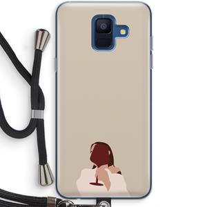 CaseCompany I drink wine: Samsung Galaxy A6 (2018) Transparant Hoesje met koord