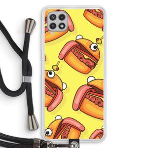 CaseCompany Hamburger: Samsung Galaxy A22 4G Transparant Hoesje met koord