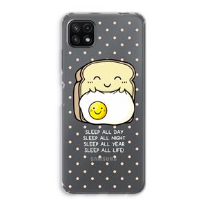 CaseCompany Sleep All Day: Samsung Galaxy A22 5G Transparant Hoesje