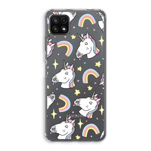 CaseCompany Rainbow Unicorn: Samsung Galaxy A22 5G Transparant Hoesje