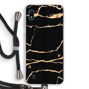 CaseCompany Gouden marmer: Samsung Galaxy A10 Transparant Hoesje met koord