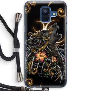 CaseCompany Huilende Wolf: Samsung Galaxy A6 (2018) Transparant Hoesje met koord
