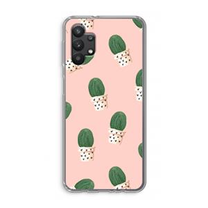CaseCompany Cactusprint roze: Samsung Galaxy A32 5G Transparant Hoesje