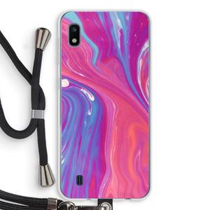 CaseCompany Paarse stroom: Samsung Galaxy A10 Transparant Hoesje met koord