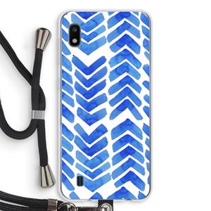 CaseCompany Blauwe pijlen: Samsung Galaxy A10 Transparant Hoesje met koord