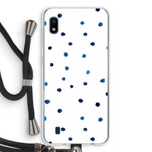 CaseCompany Blauwe stippen: Samsung Galaxy A10 Transparant Hoesje met koord
