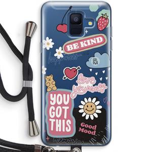 CaseCompany Positivity: Samsung Galaxy A6 (2018) Transparant Hoesje met koord