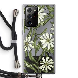 CaseCompany Wit bloemenpatroon: Samsung Galaxy Note 20 Ultra / Note 20 Ultra 5G Transparant Hoesje met koord
