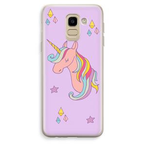 CaseCompany Roze eenhoorn: Samsung Galaxy J6 (2018) Transparant Hoesje