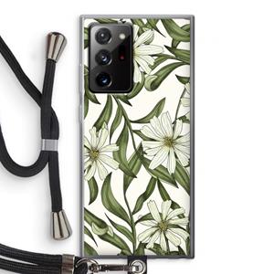 CaseCompany Wit bloemenpatroon: Samsung Galaxy Note 20 Ultra / Note 20 Ultra 5G Transparant Hoesje met koord