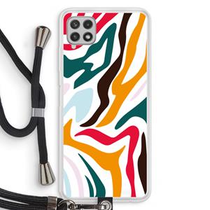 CaseCompany Colored Zebra: Samsung Galaxy A22 4G Transparant Hoesje met koord