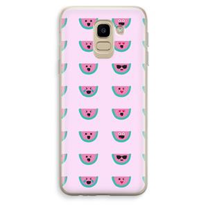 CaseCompany Smiley watermeloenprint: Samsung Galaxy J6 (2018) Transparant Hoesje