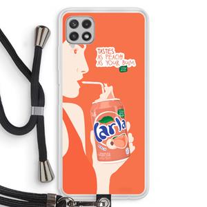 CaseCompany Peach please!: Samsung Galaxy A22 4G Transparant Hoesje met koord