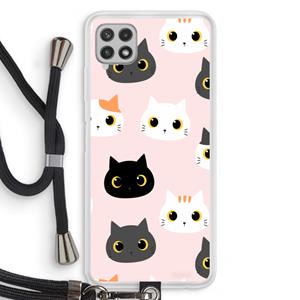 CaseCompany Katten: Samsung Galaxy A22 4G Transparant Hoesje met koord