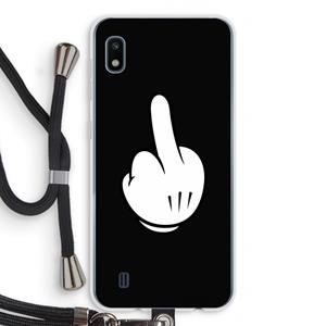 CaseCompany Middle finger black: Samsung Galaxy A10 Transparant Hoesje met koord
