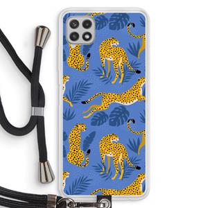 CaseCompany Luipaard: Samsung Galaxy A22 4G Transparant Hoesje met koord