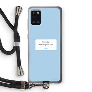 CaseCompany Reminder: Samsung Galaxy A31 Transparant Hoesje met koord