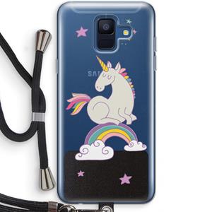 CaseCompany Regenboog eenhoorn: Samsung Galaxy A6 (2018) Transparant Hoesje met koord