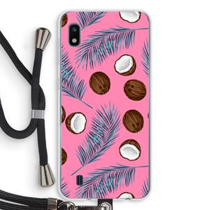 CaseCompany Kokosnoot roze: Samsung Galaxy A10 Transparant Hoesje met koord
