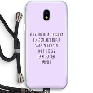 CaseCompany Zelfvertrouwen: Samsung Galaxy J3 (2017) Transparant Hoesje met koord