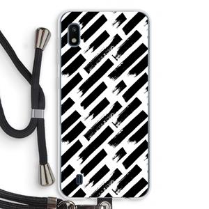 CaseCompany Zwarte vegen: Samsung Galaxy A10 Transparant Hoesje met koord