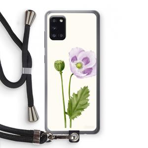 CaseCompany Purple poppy: Samsung Galaxy A31 Transparant Hoesje met koord