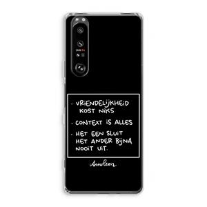 CaseCompany Mijn Motto's: Sony Xperia 1 III Transparant Hoesje